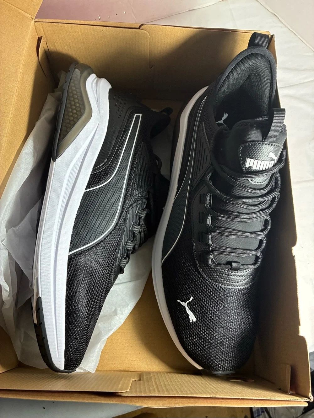 PUMA Men’s Amplifier Black White Sneakers Size 14 New With Box